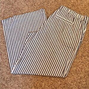 Caslon Navy and White Linen Blend Striped Pants